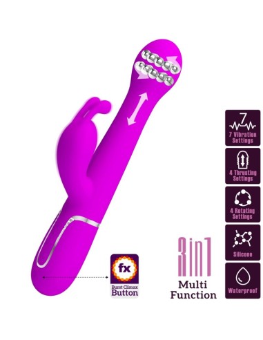 PRETTY LOVE DEJON VIBRADOR RABBIT 3 EN 1 MULTIFUNCION VIOLETA