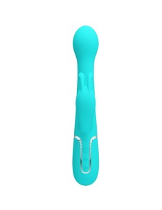PRETTY LOVE DEJON VIBRADOR RABBIT 3 EN 1 MULTIFUNCION VERDE AGUA 2