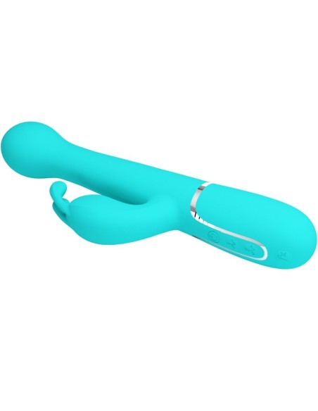 PRETTY LOVE DEJON VIBRADOR RABBIT 3 EN 1 MULTIFUNCION VERDE AGUA