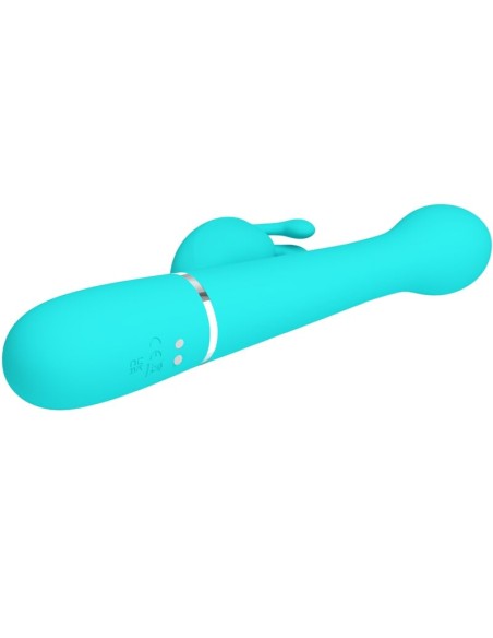 PRETTY LOVE DEJON VIBRADOR RABBIT 3 EN 1 MULTIFUNCION VERDE AGUA