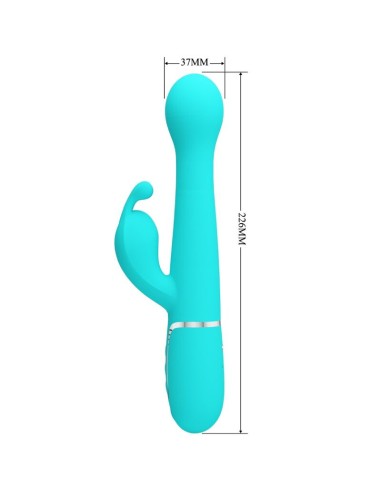 PRETTY LOVE DEJON VIBRADOR RABBIT 3 EN 1 MULTIFUNCION VERDE AGUA