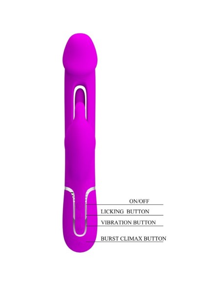PRETTY LOVE KAMPAS VIBRADOR RABBIT 3 EN 1 MULTIFUNCION CON LENGUA VIOLETA