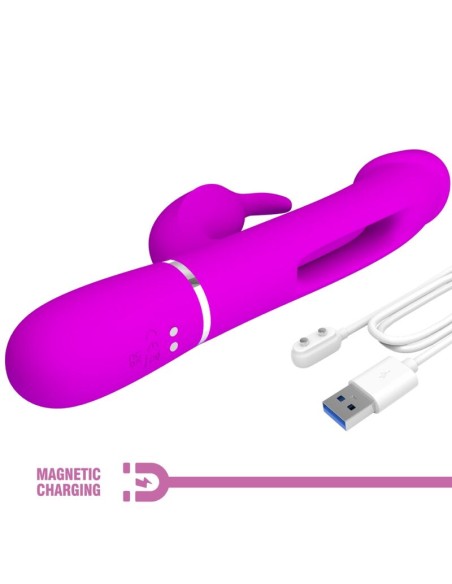 PRETTY LOVE KAMPAS VIBRADOR RABBIT 3 EN 1 MULTIFUNCION CON LENGUA VIOLETA