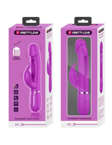 PRETTY LOVE KAMPAS VIBRADOR RABBIT 3 EN 1 MULTIFUNCION CON LENGUA VIOLETA