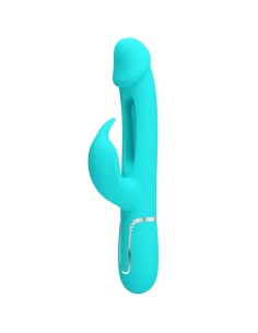 PRETTY LOVE KAMPAS VIBRADOR RABBIT 3 EN 1 MULTIFUNCION CON LENGUA VERDE AGUA