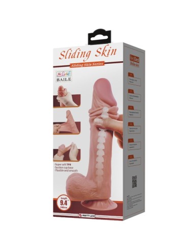 PRETTY LOVE SLIDING SKIN SERIES DILDO REALISTICO CON VENTOSA PIEL DESLIZANTE MORENO 24 CM