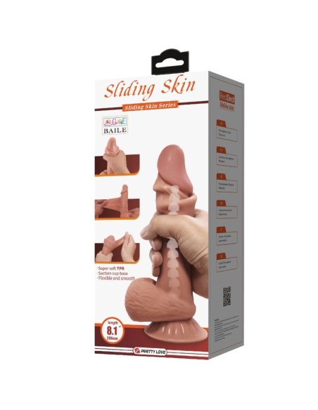 PRETTY LOVE SLIDING SKIN SERIES DILDO REALISTICO CON VENTOSA PIEL DESLIZANTE MORENO 218 CM