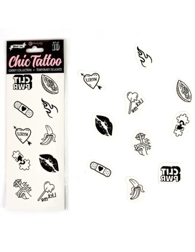 SECRET PLAY SET DE 10 TATTOOS TEMPORALES CANDY COLLECTION