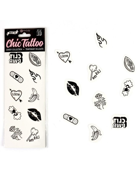 SECRET PLAY SET DE 10 TATTOOS TEMPORALES CANDY COLLECTION
