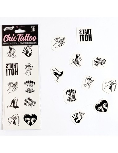 SECRET PLAY SET DE 10 TATTOOS TEMPORALES KINKY COLLECTION
