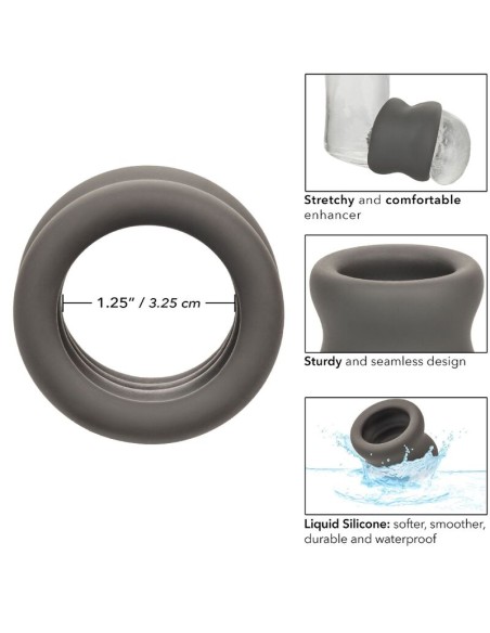 CALIFORNIA EXOTICS ALPHA ANILLO EXTENSION ESCROTO DOBLE NEGRO