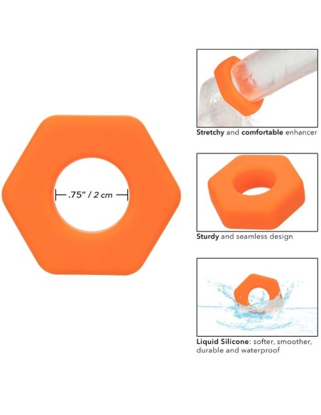 CALIFORNIA EXOTICS ALPHA ANILLO PROLONG SEXGONO NARANJA