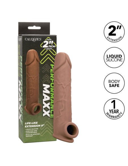 CALIFORNIA EXOTICS PERFORMANCE MAXX EXTENSION REALISTA 8 PIEL MORENO
