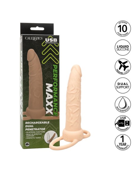 CALIFORNIA EXOTICS PERFORMANCE MAXX DOBLE PENETRADOR RECARGABLE PIEL CLARO