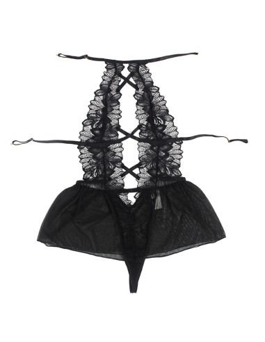 SUBBLIME TEDDY CUELLO HALTER ESPALDA DESCUBIERTA ENCAJE NEGRO S M