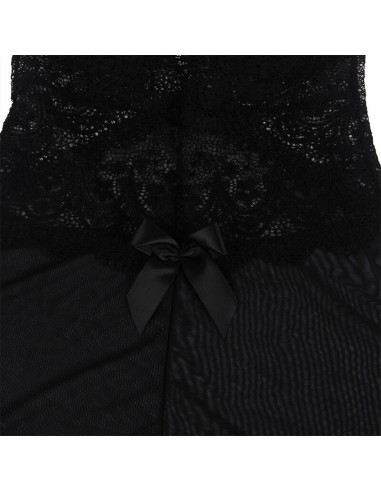 SUBBLIME BABYDOLL TELA DE TUL DETALLE ENCAJE Y FLOR NEGRO S M