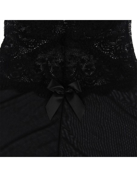 SUBBLIME BABYDOLL TELA DE TUL DETALLE ENCAJE Y FLOR NEGRO S M