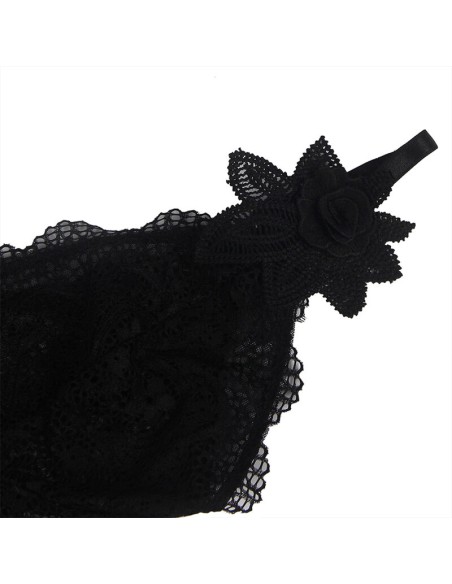 SUBBLIME BABYDOLL TELA DE TUL DETALLE ENCAJE Y FLOR NEGRO S M