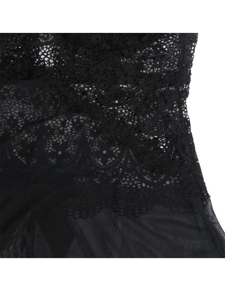 SUBBLIME BABYDOLL TELA DE TUL DETALLE ENCAJE Y FLOR NEGRO S M