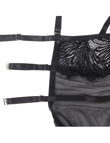 SUBBLIME BABYDOLL CON TIRANTES AJUSTABLES DE ENCAJE NEGRO S M
