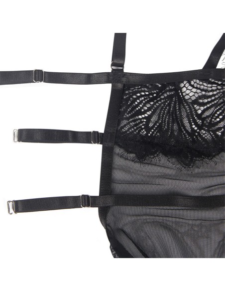 SUBBLIME BABYDOLL CON TIRANTES AJUSTABLES DE ENCAJE NEGRO S M