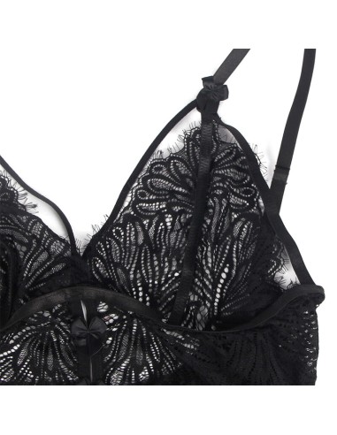 SUBBLIME BABYDOLL CON TIRANTES AJUSTABLES DE ENCAJE NEGRO S M