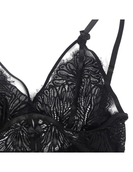 SUBBLIME BABYDOLL CON TIRANTES AJUSTABLES DE ENCAJE NEGRO S M
