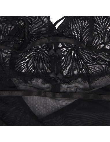 SUBBLIME BABYDOLL CON TIRANTES AJUSTABLES DE ENCAJE NEGRO S M