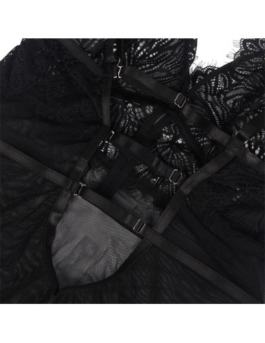 SUBBLIME BABYDOLL CON TIRANTES AJUSTABLES DE ENCAJE NEGRO S M