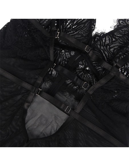 SUBBLIME BABYDOLL CON TIRANTES AJUSTABLES DE ENCAJE NEGRO S M
