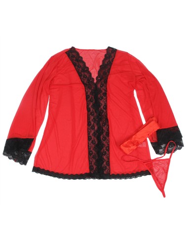 SUBBLIME BATA TELA TRANSPARENTE DETALLE ENCAJE ROJO S M