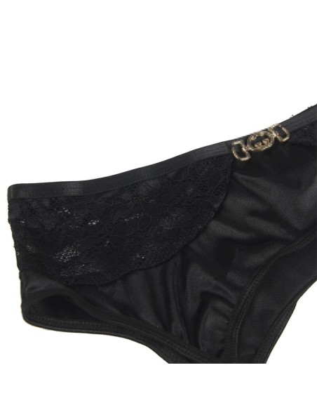 SUBBLIME SET DE 3 PIEZAS SUJETADOR TANGA LIGA ENCAJE NEGRO S M