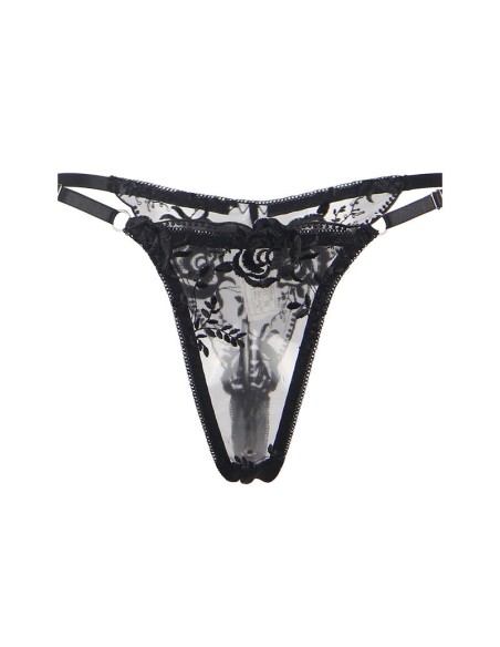 SUBBLIME SET DE 3 PIEZAS SUJETADOR TANGA LIGA ESTAMPADO FLORAL NEGRO S M