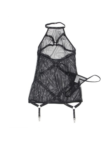 SUBBLIME VESTIDO TRANSPARENTE CUELLO HALTER NEGRO S M