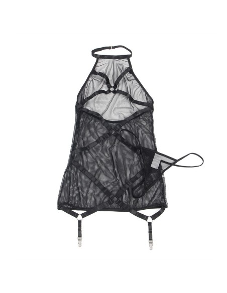SUBBLIME VESTIDO TRANSPARENTE CUELLO HALTER NEGRO S M