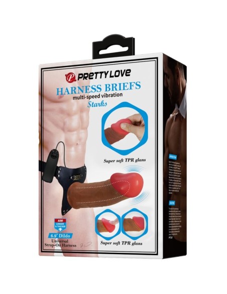 PRETTY LOVE HARNESS BRIEFS STARKS VIBRACION MULTI VELOCIDAD DILDO 175 CM MORENO