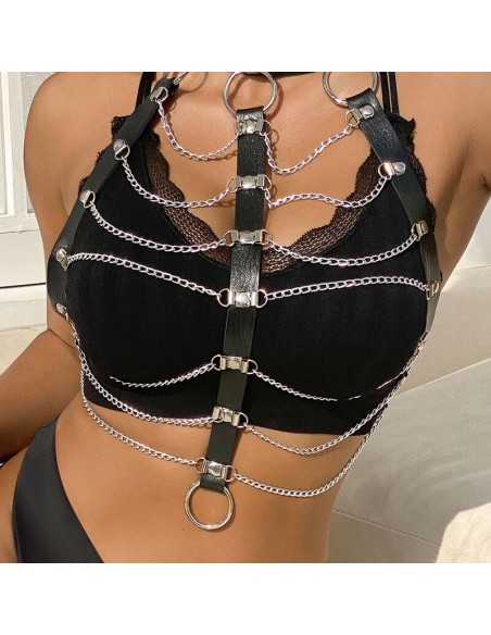SUBBLIME ARNES DE PECHO CADENAS CUERO NEGRO TALLA UNICA