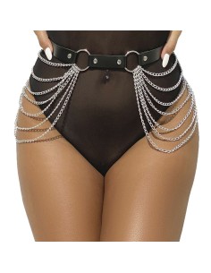 SUBBLIME CINTURON DE CADENAS CUERO NEGRO TALLA UNICA