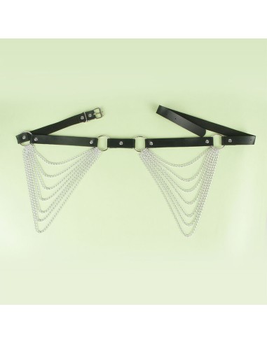 SUBBLIME CINTURON DE CADENAS CUERO NEGRO TALLA UNICA