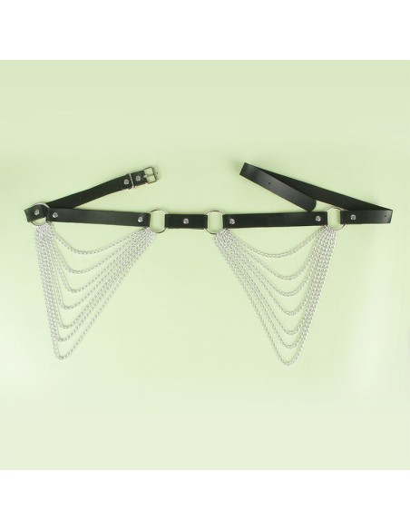 SUBBLIME CINTURON DE CADENAS CUERO NEGRO TALLA UNICA