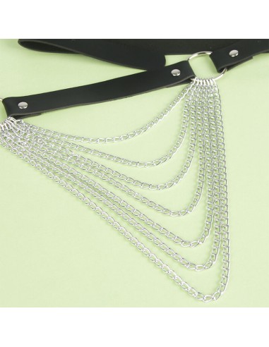SUBBLIME CINTURON DE CADENAS CUERO NEGRO TALLA UNICA