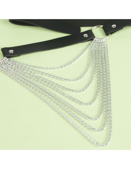 SUBBLIME CINTURON DE CADENAS CUERO NEGRO TALLA UNICA