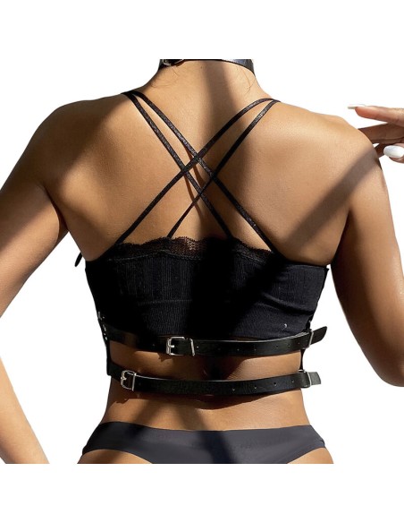 SUBBLIME ARNES DE PECHO ANILLAS DE CUERO NEGRO TALLA UNICA
