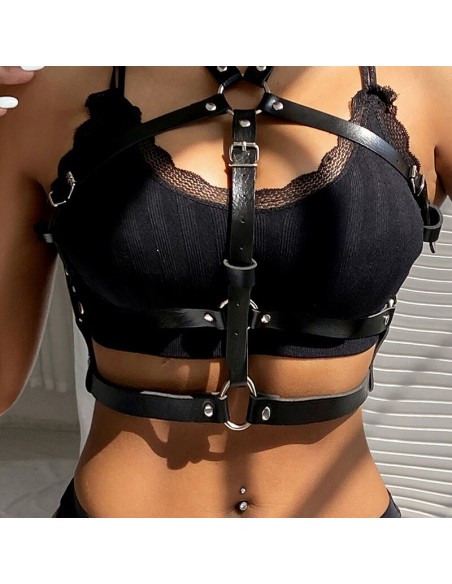 SUBBLIME ARNES DE PECHO ANILLAS DE CUERO NEGRO TALLA UNICA