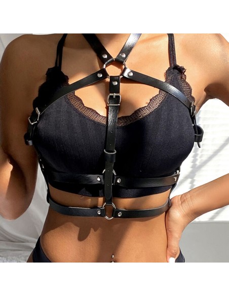 SUBBLIME ARNES DE PECHO ANILLAS DE CUERO NEGRO TALLA UNICA