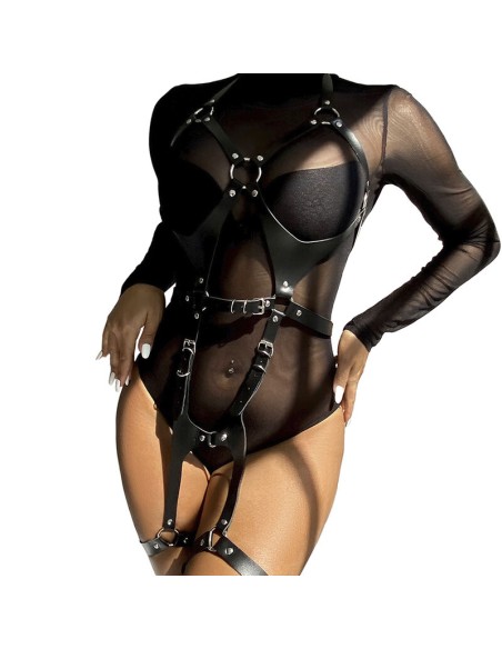 SUBBLIME ARNES CUERPO ENTERO CON HEBILLAS CUERO NEGRO TALLA UNICA