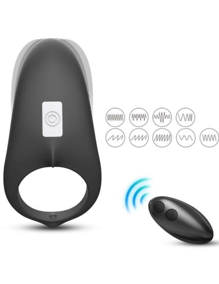 ARMONY SHARK ANILLO VIBRADOR PAREJAS CONTROL REMOTO NEGRO