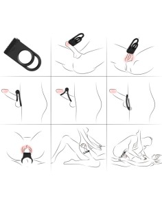 ARMONY TWINS ANILLO DOBLE VIBRADOR PAREJAS NEGRO 2