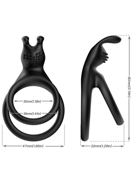 ARMONY TENSY ANILLO DOBLE RABBIT NEGRO