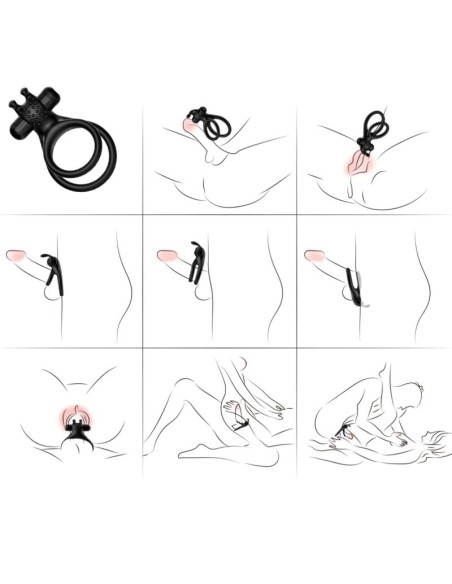 ARMONY TRAVELER ANILLO DOBLE VIBRADOR PAREJA RABBIT NEGRO